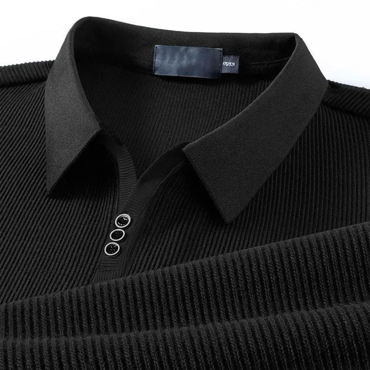 John Martin Ribbed Long Sleeve Polo