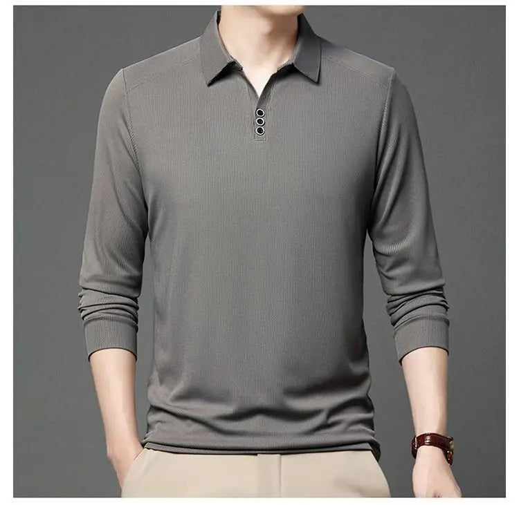 John Martin Ribbed Long Sleeve Polo