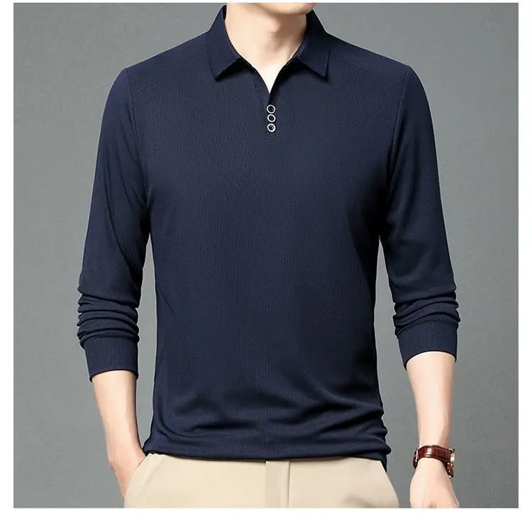 John Martin Ribbed Long Sleeve Polo